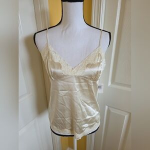 LA FIORE SILK IVORY CAMI TOP, SIZE L, NEW